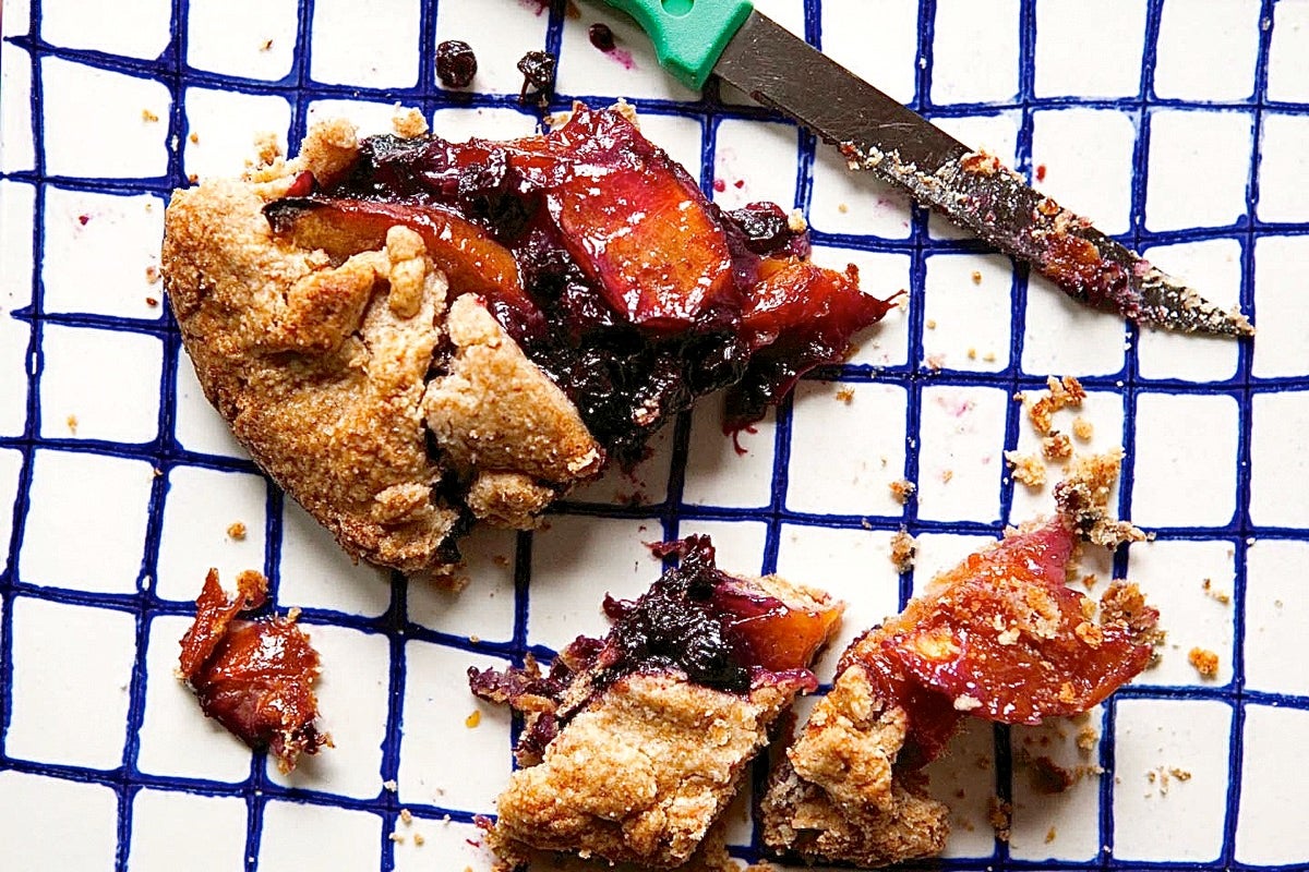 Blueberry Nectarine Pie via @kingarthurflour