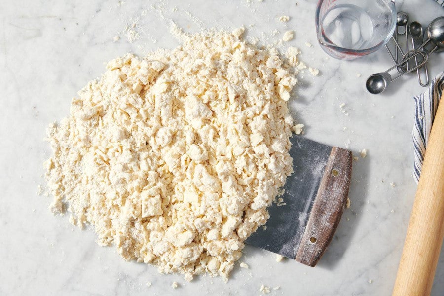 Pie crumbs on kitchen counter