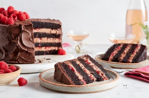Chocolate Mousse Cake with Raspberries