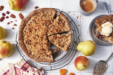 Autumn Pear, Apricot, and Cranberry Pie