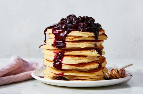 Masa Harina Pancakes with Blueberry Sauce