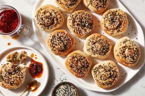 Tahini-Scallion Rolls