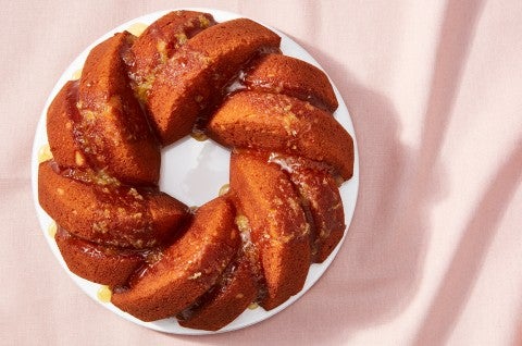 Gluten-Free Almond Cake with Honey-Lemon Glaze made with baking mix