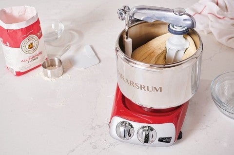 Ankarsrum mixer kneading bread dough
