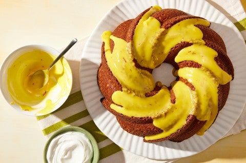 Dried Lime Pound Cake with Saffron Glaze 