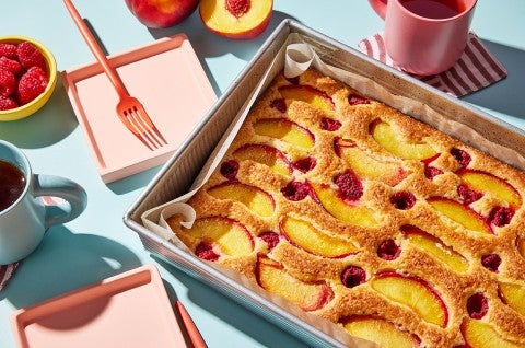 Peach Melba Snacking Cake 