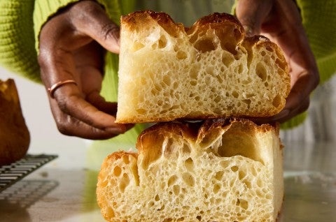 Two slices of focaccia