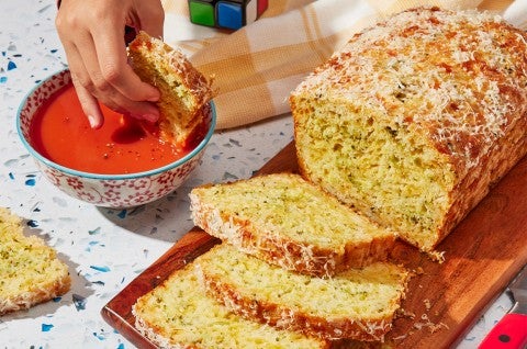 Cheesy Broccoli Snacking Bread and tomato sauce for dipping