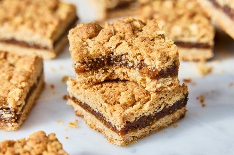 Brown Sugar and Oat Fig Bars stacked up