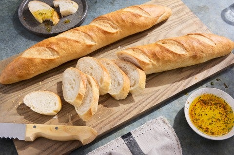 Food Processor French-Style Bread sliced up on a cutting board