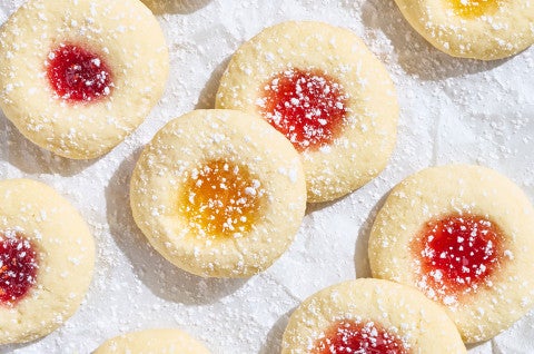 Almond Thumbprints on a white textured background