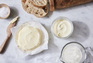 Homemade butter in a bowl