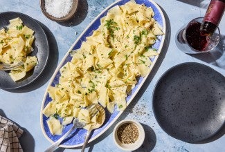 Homemade Egg Noodles on a serving platter