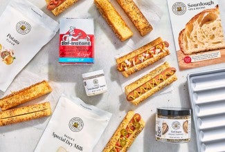 Sourdough Hot Dog Buns and products used to make them from King Arthur Baking.