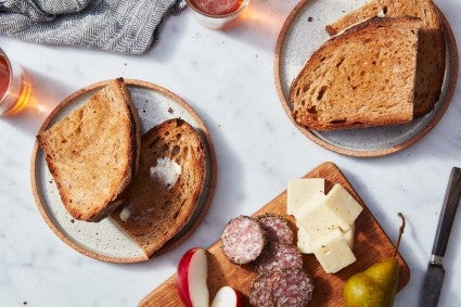 Toasted slices of Honey-Beer Miche ready to eat