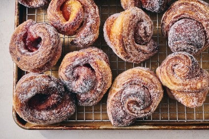 Fruit-Filled Morning Buns on a sheet pan