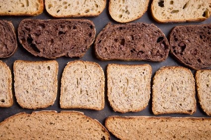 Slices of different types of bread