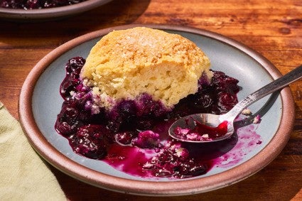 Sourdough Discard Blueberry Cobbler on a plate