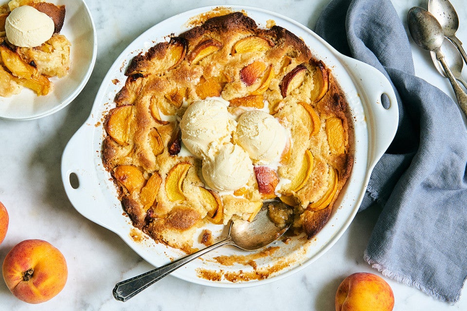 Gluten-Free Peach Cobbler made with baking mix