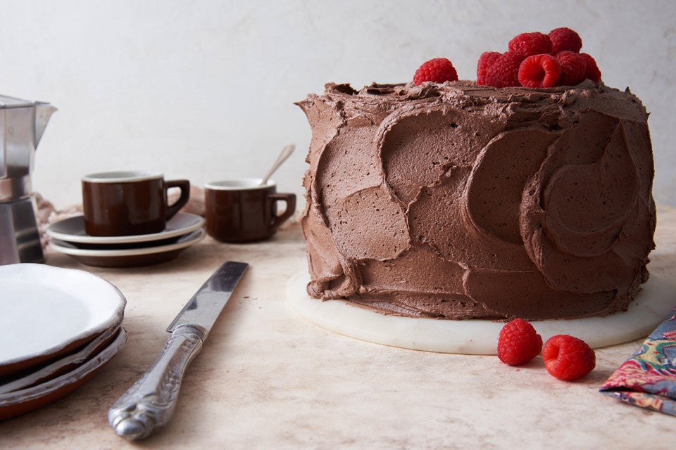 Gluten-Free Chocolate Mousse Cake with Raspberries