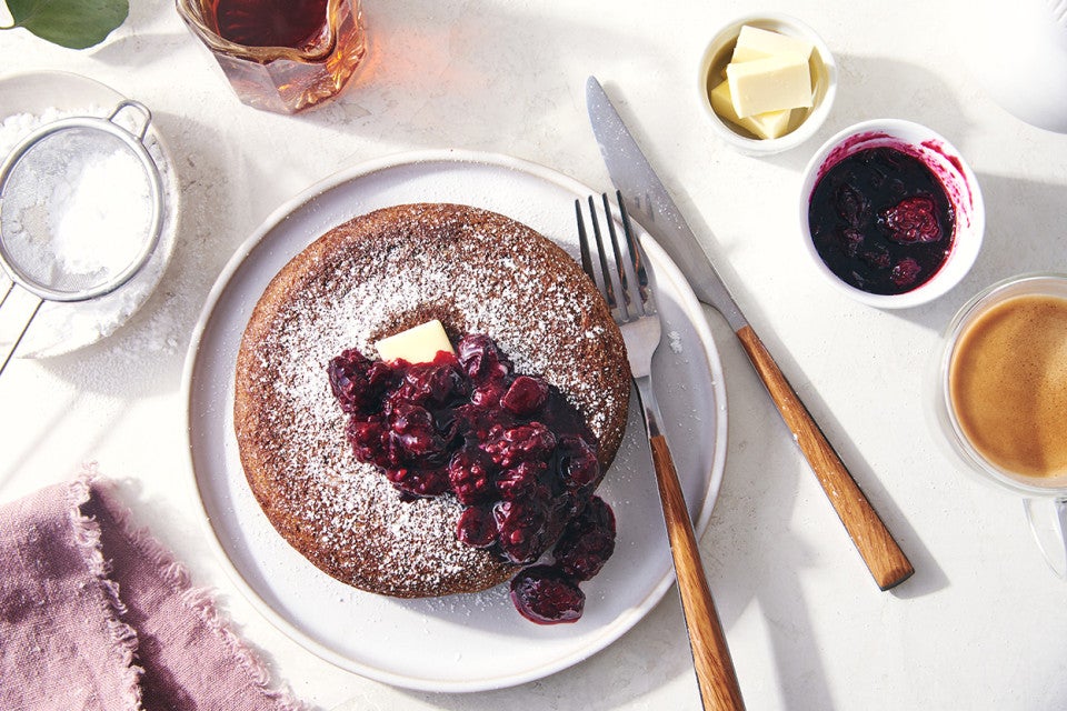 Baked Buckwheat Pancake with Berry Compote