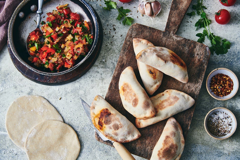 Spicy Tomato-Filled Tunisian Flatbreads