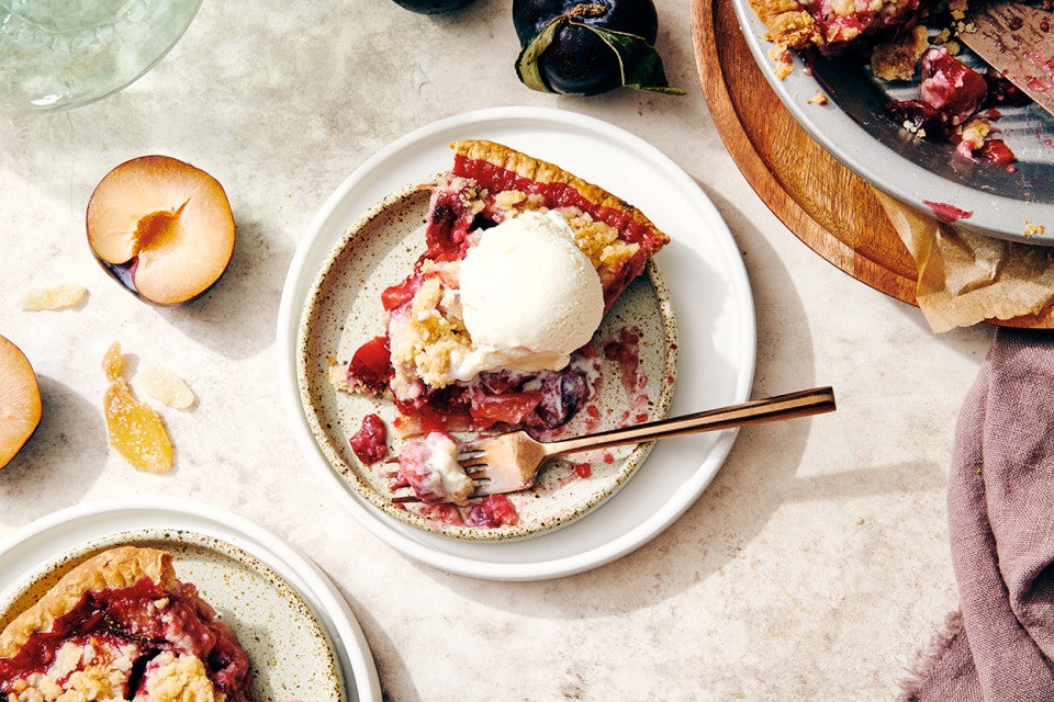 Gingered Plum Streusel Pie