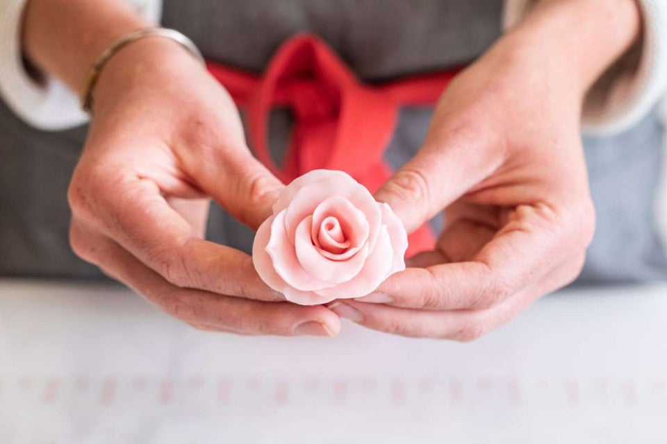 A rose made out of modeling chocolate