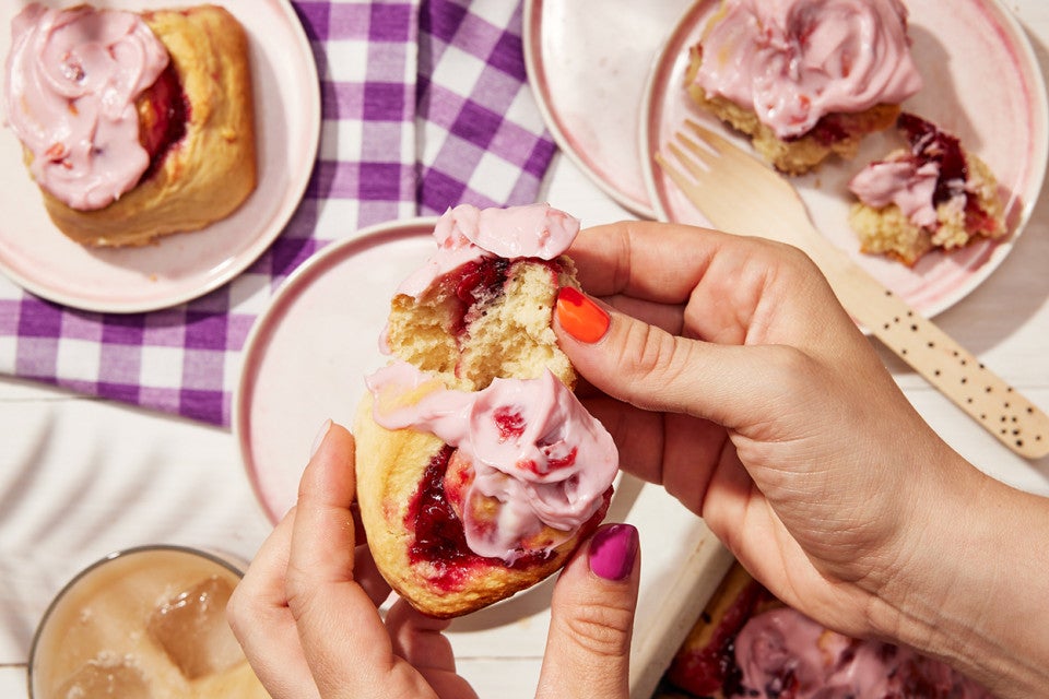Frosted Sour Cherry Buns