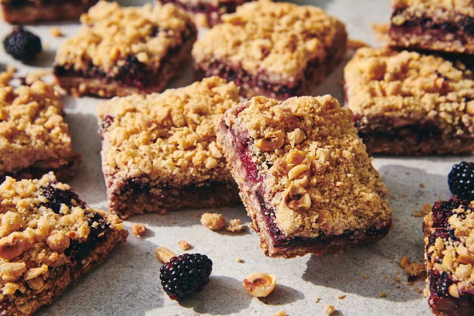 Blackberry Coconut Bars with Hazelnut Crumble 
