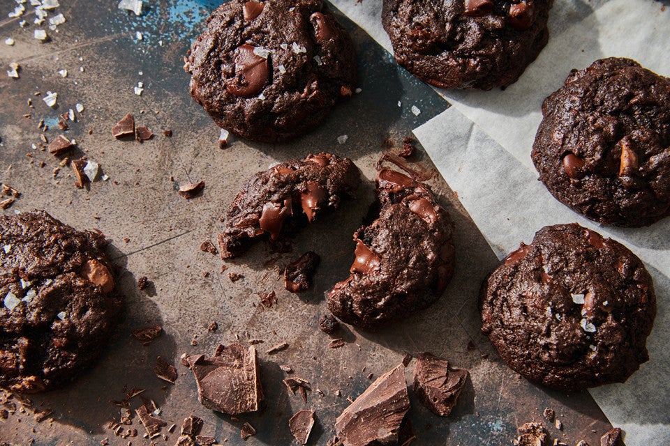 Super fudgy Brownie Espresso Cookies on a plate 