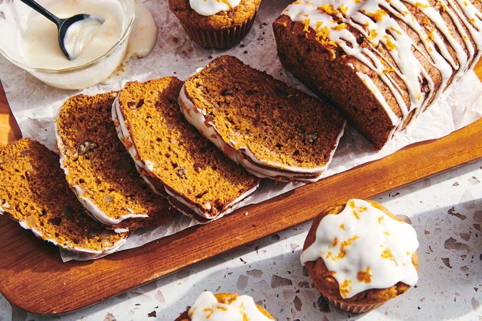 Pumpkin Gingerbread with Orange Glaze 