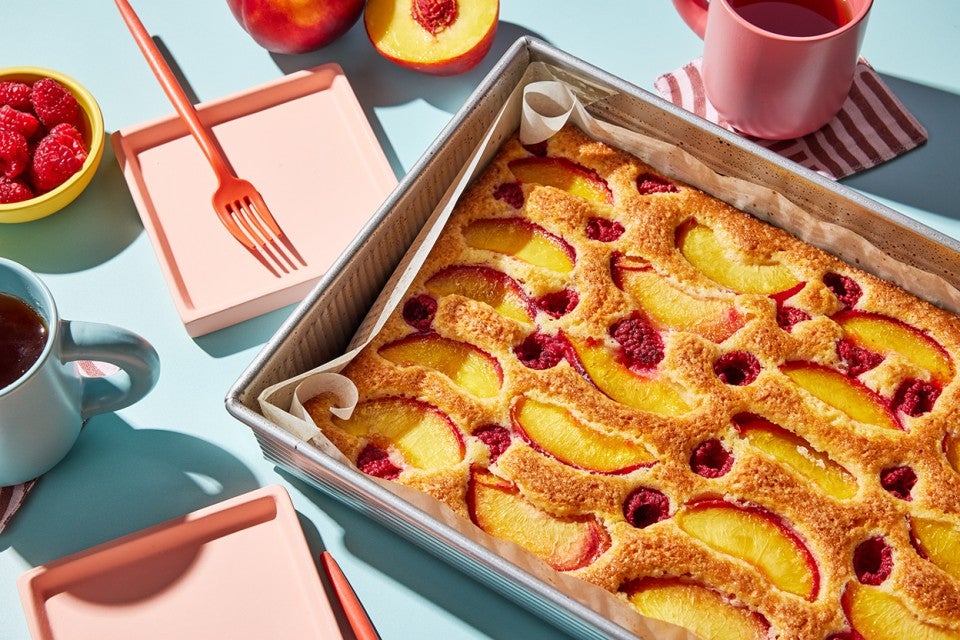 Peach Melba Snacking Cake 