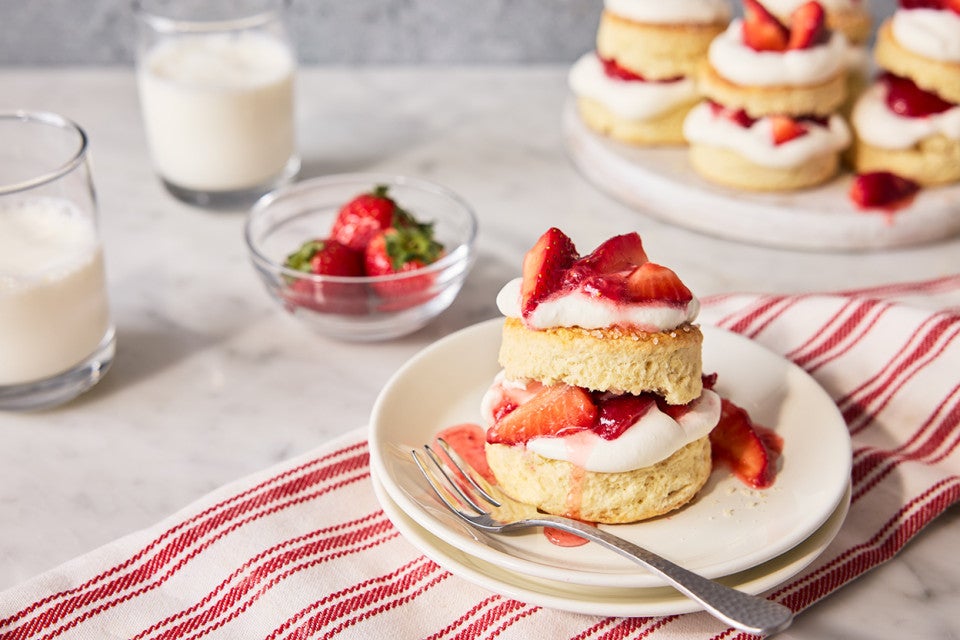 Buttermilk Strawberry Shortcakes on a plate