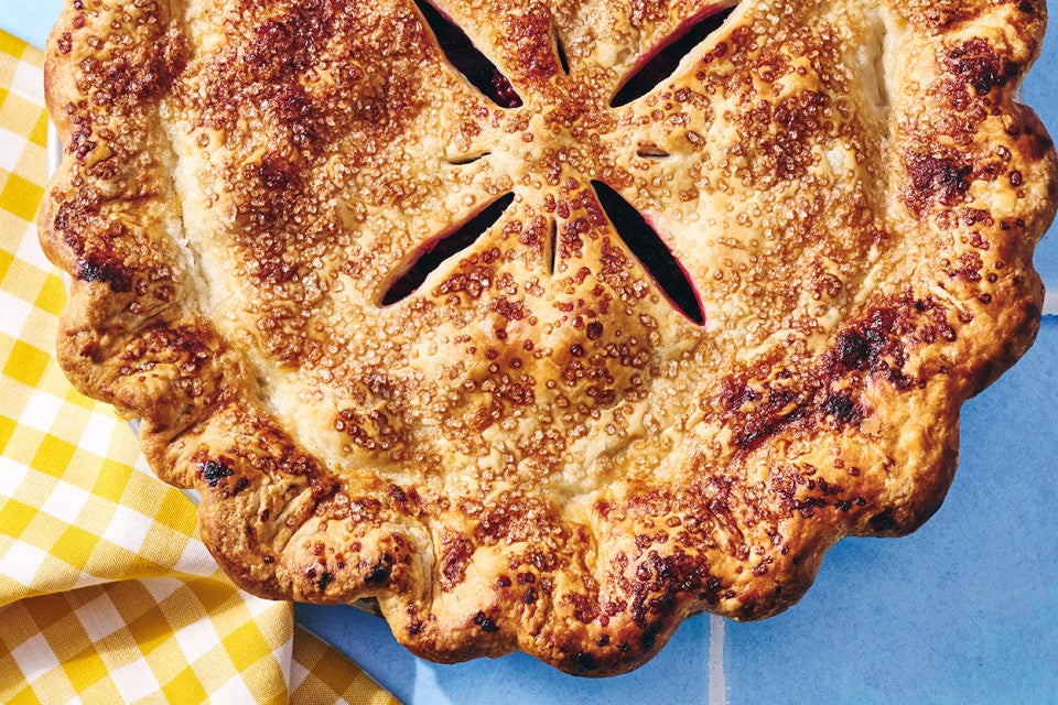 Gingery Blackberry Pie with a beautiful crust