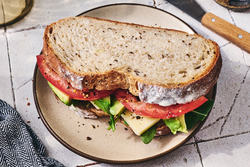 A sandwich made using Caraway Rye Bread
