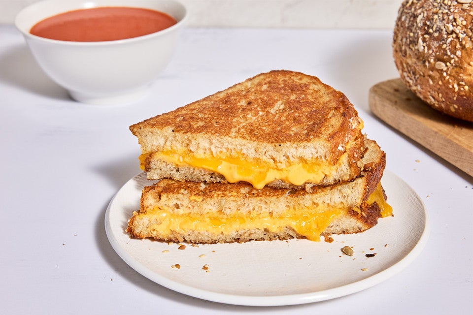 Baker's Grain Sourdough Bread made into a grilled cheese sandwich
