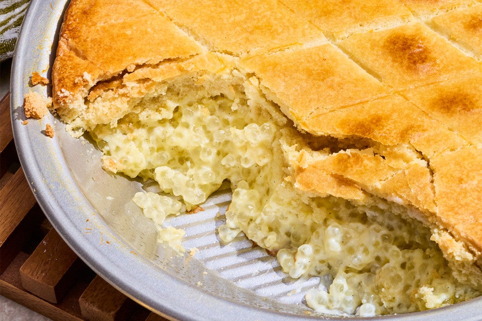 Baked Tapioca Pudding in a pie dish