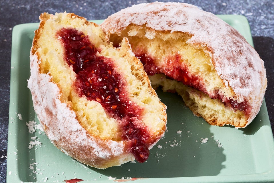 An interior close-up of a Pączki (Polish Doughnut)