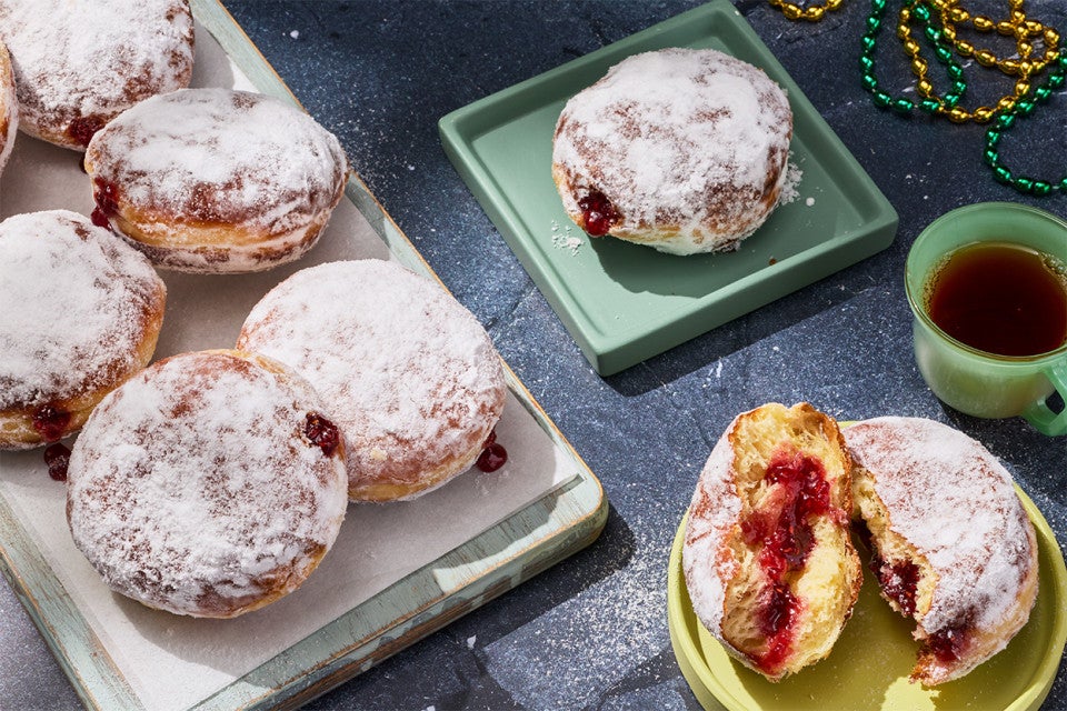Pączki (Polish Doughnuts) being served