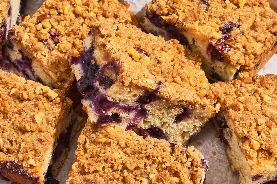 Detailed photo of Emancipation Breakfast Cake slices arranged in on a counter