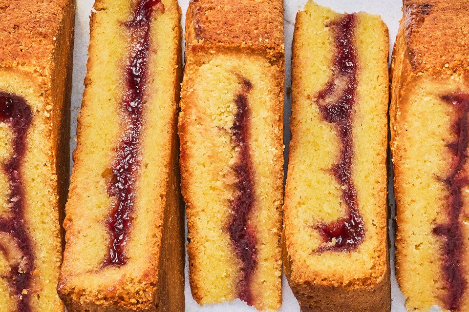 Gâteau Breton sliced and arranged showing the layers of cake and filling