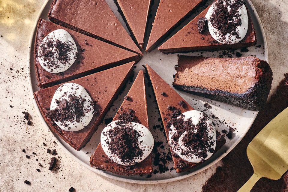 Chocolate Cheesecake seen from above and sliced