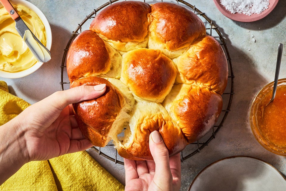 Japanese Milk Bread Rolls seen from above.