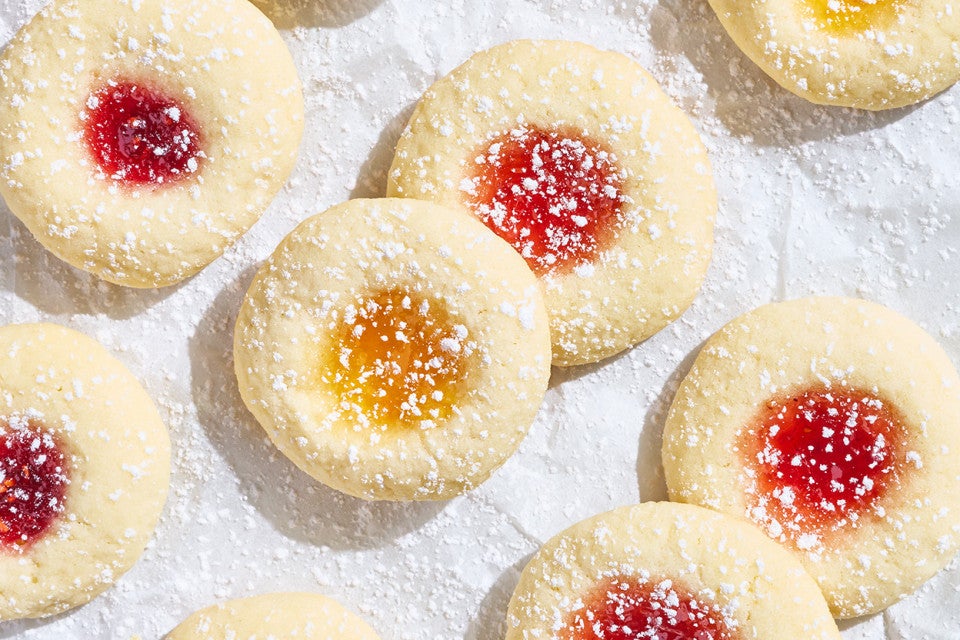 Almond Thumbprints on a white textured background