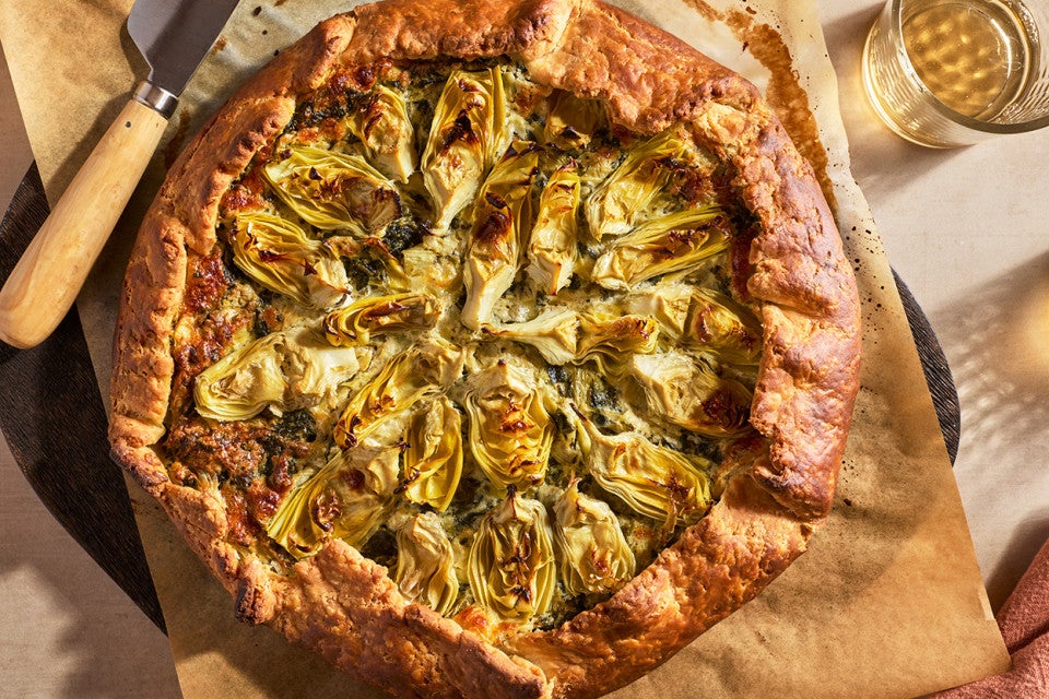 Spinach Artichoke Galette seen from above