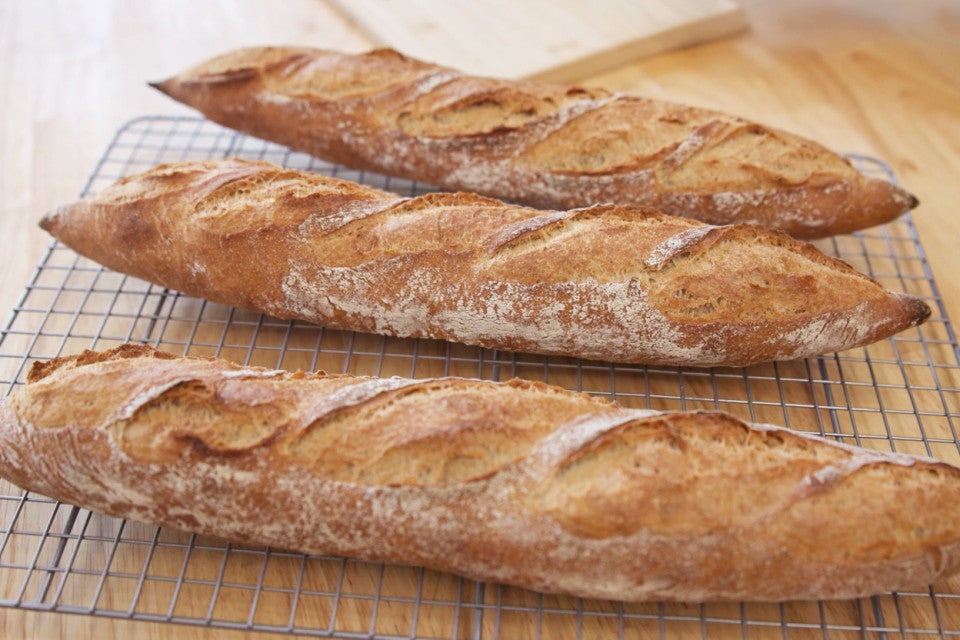 Baker's Reserve Baguettes on a cooling rack