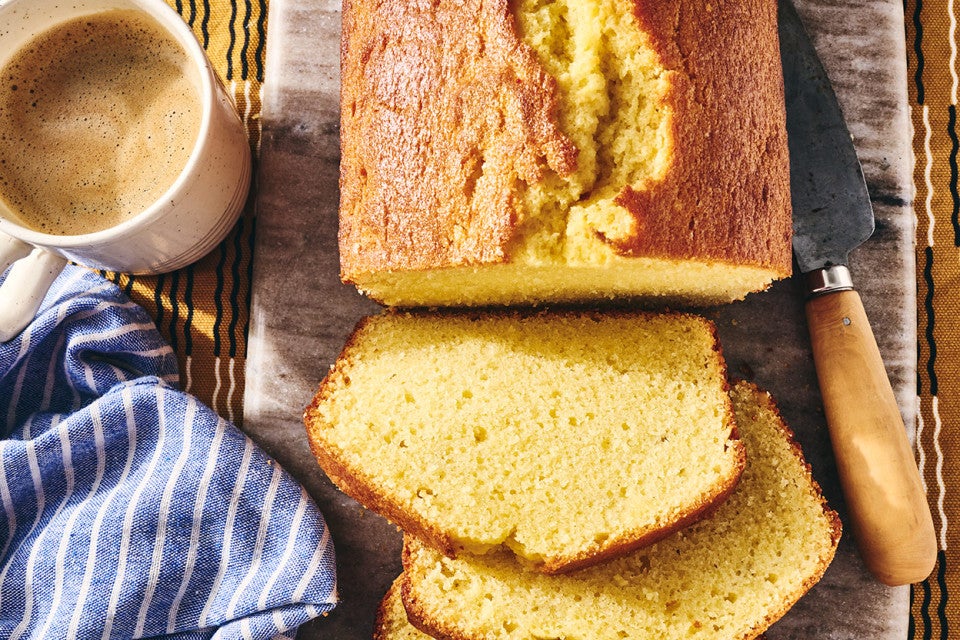 King Arthur's Original Pound Cake sliced and seen from above