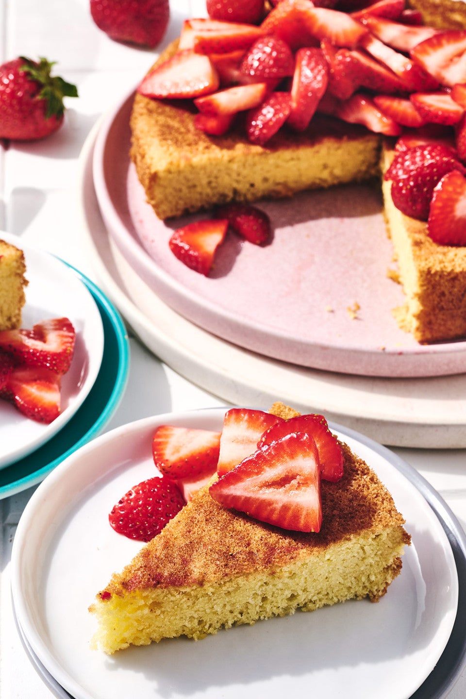 Strawberry Almond Flour Cake on a plate