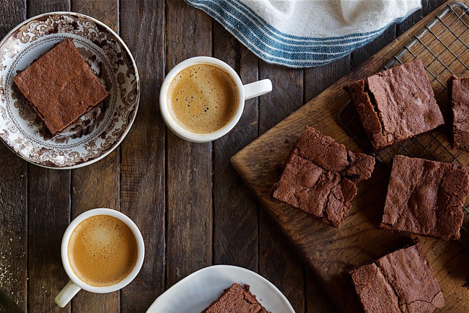 Almond Flour Brownies arranged on a table